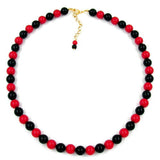 Kette, 10mm Perlen, schwarz-rot