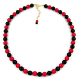 Kette, 10mm Perlen, schwarz-rot