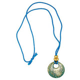 Kette, Krokoplatte, Kordel blau