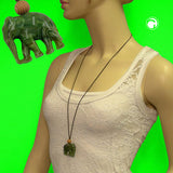 Kette, Elefant oliv-marmoriert, Holz