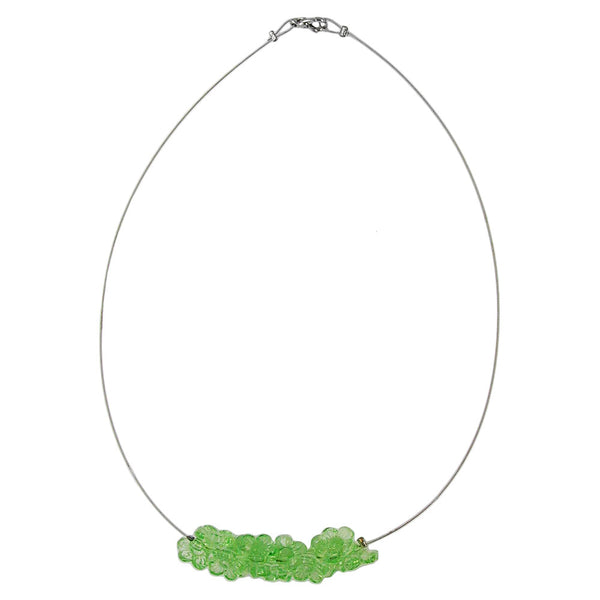 Kette Drahtkette Blumenperlen hellgrün-transparent Kunststoffperlen 40cm