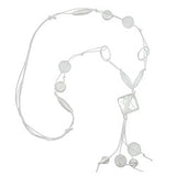 Kette Y-Form Kunststoffperlen weiß Viereckperle Kordel weiß 90cm