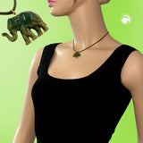 Kette, kleiner Elefant, oliv-marmor