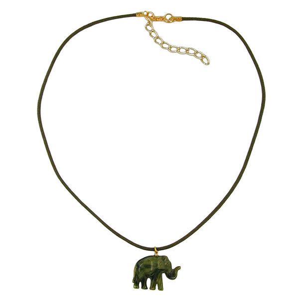 Kette, kleiner Elefant, oliv-marmor