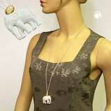 Kette, Elefant weiß-goldfarben-marmoriert, 90cm