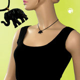 Kette, kleiner Elefant, schwarz-goldfarben