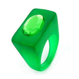 Ring, Vollplastik, grün-transparent-matt