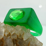 Ring, Vollplastik, grün-transparent-matt