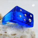 Ring, Vollplastik, blau-transparent