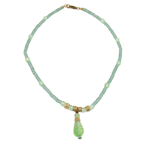 Kette, Glas, Schliffperle hellgrün