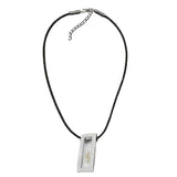 Kette Kordelkette mit 43x18mm Anhänger Metall Netz mit Perlen 45cm
