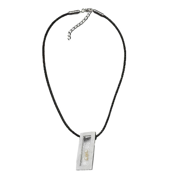 Kette Kordelkette mit 43x18mm Anhänger Metall Netz mit Perlen 45cm
