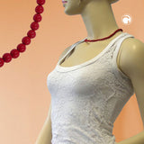 Kette, Perle 6mm rot-glänzend, 42cm