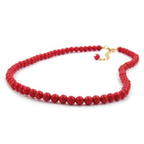 Kette, Perle 6mm rot-glänzend, 42cm