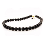 Kette, Perlen 10mm schwarz-glänzend 45cm