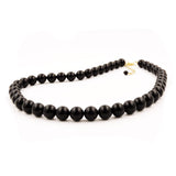 Kette, Perlen 10mm schwarz-glänzend 45cm