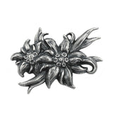 Brosche, 2x Edelweiß, altsilber-farbig