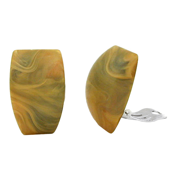 Clip Ohrring 27x17mm Trapez khaki-marmoriert matt Kunststoff-Bouton