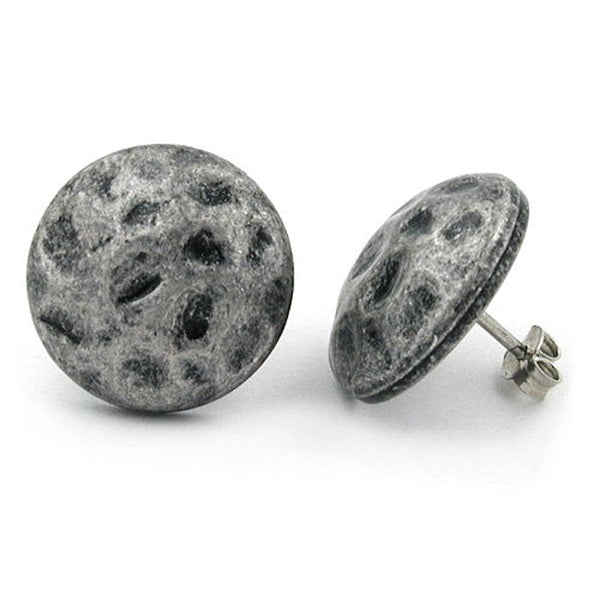 Stecker, rund, altsilber, gehämmert