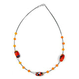 Kette, Glas, orange-blau-weiß