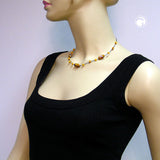 Kette, Glas, orange-blau-weiß