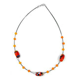 Kette, Glas, orange-blau-weiß