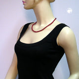 Kette, Perlen 6mm, weinrot-seide, 50cm
