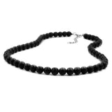 Kette, Perlen 8mm, schwarz-glänzend 42cm