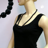 Kette, Perle 10mm schwarz-glänzend, 70cm