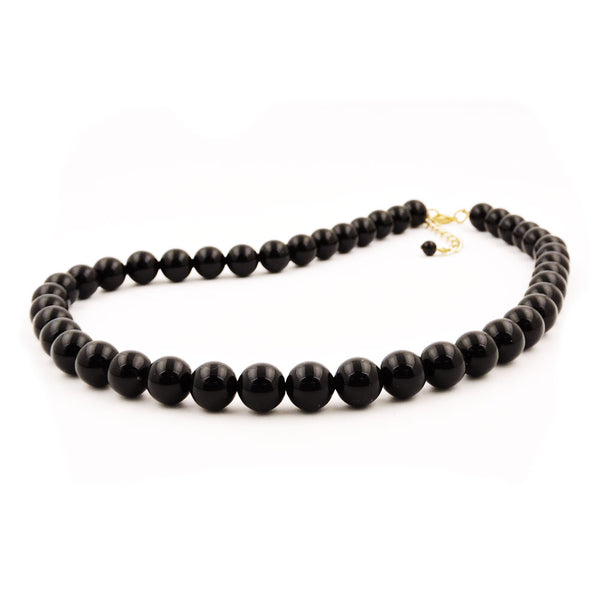 Kette, Perle 10mm schwarz-glänzend, 70cm