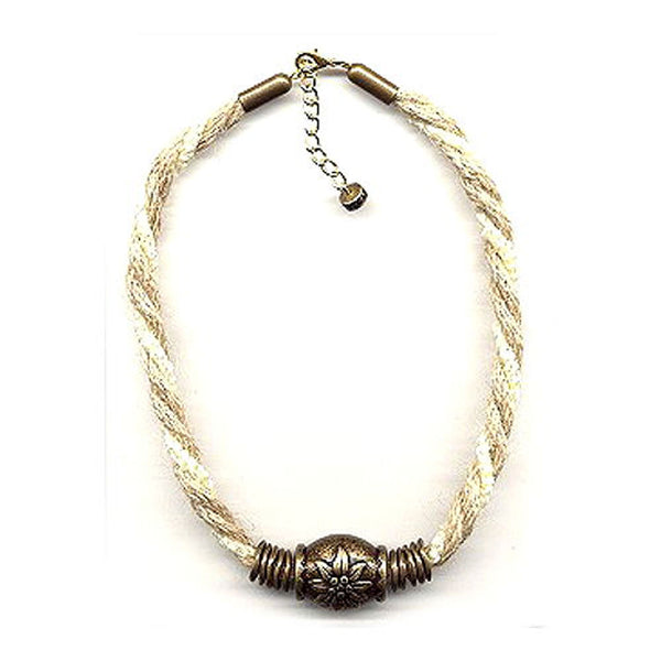 Kette, Edelweißperle altmessingfarben, Hanf