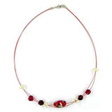 Kette, Glas, Olive rot-blau-gelb
