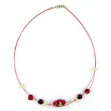 Kette, Glas, Olive rot-blau-gelb