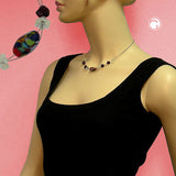 Kette, Glas, Olive rot-blau-gelb