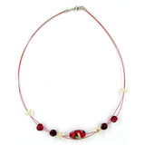 Kette, Glas, Olive rot-blau-gelb