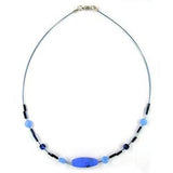 Kette, Glas, blau-schwarz-matt