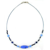 Kette, Glas, blau-schwarz-matt