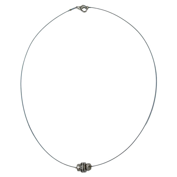 Kette Drahtkette Facettenrad altsilberfarbene Kunststoffperlen 40cm