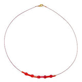 Kette Drahtkette mit Glasperlenröhrchen und Perle in rot-rot AB 40cm
