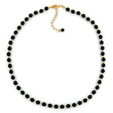Kette, Perle, schwarz goldfarbig