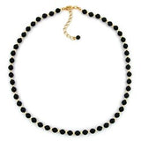 Kette, Perle, schwarz goldfarbig