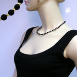Kette, Perle, schwarz goldfarbig