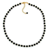 Kette, Perle, schwarz goldfarbig