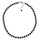 Kette, Perle schwarz silber-farbig