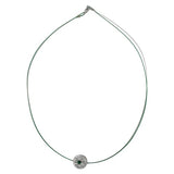 Kette Drahtkette Metall-Anhänger rund Strass-Steine kristall grün 42cm