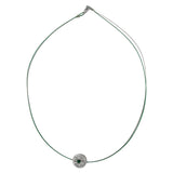Kette Drahtkette Metall-Anhänger rund Strass-Steine kristall grün 42cm