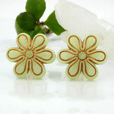 Clip Ohrring 30mm Blüte hellgrüm-transparent-gold matt Kunststoff-Bouton