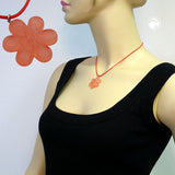 Kette 30mm rosa-transparent-matt Blüte Kunststoff Kordel hellrot 40cm