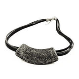 Kette 54x19mm Anhänger Rohr flach gebogen altsilberfarben glänzend Kunststoff 45cm