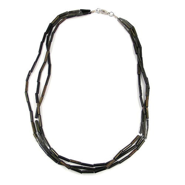 Kette, Glasstifte, oliv-AB, dreireihig